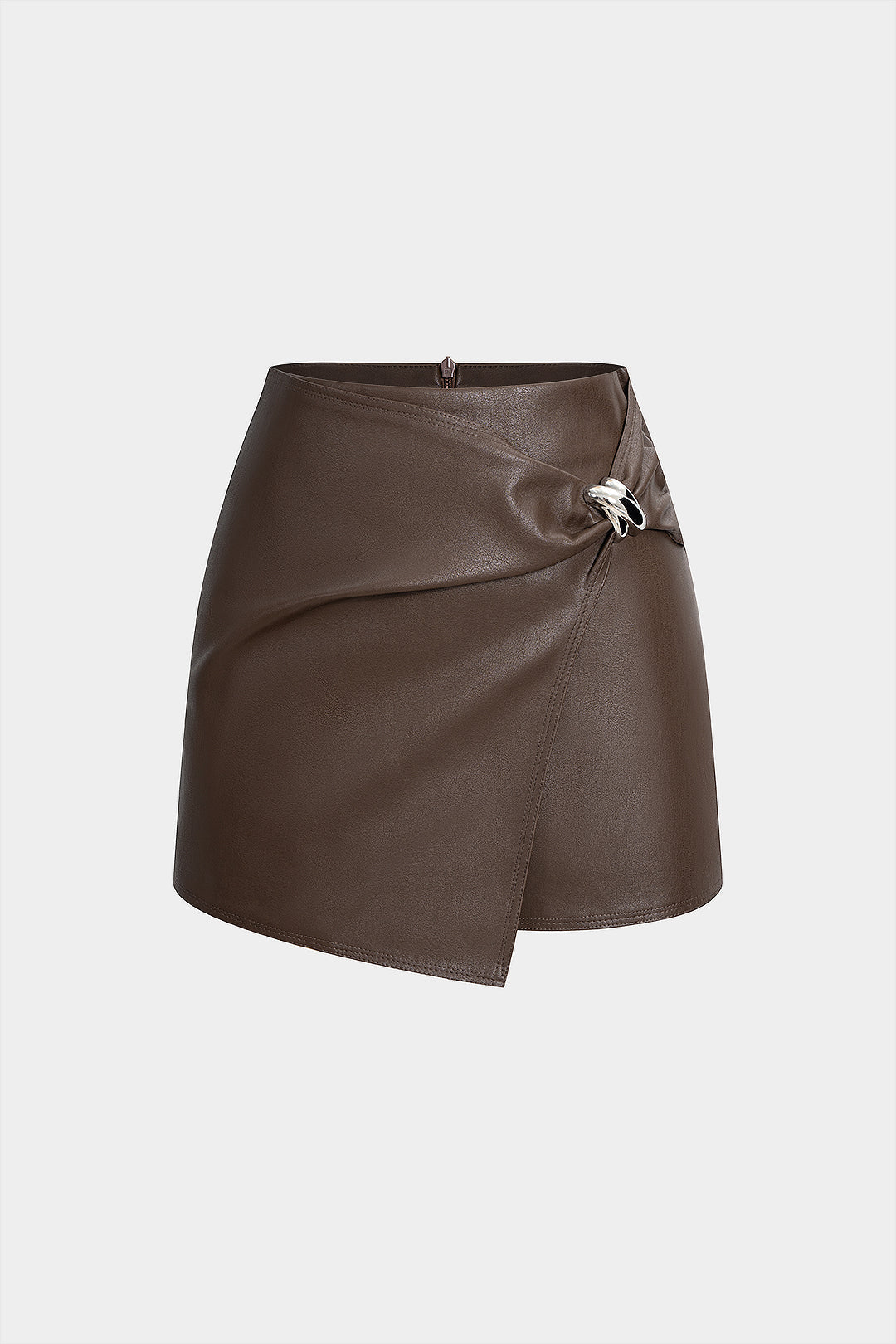 Faux Leather Metallic Asymmetrical Skirt