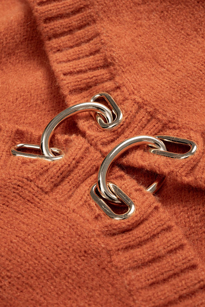 Knit Metallic Buckle Long-Sleeve Top