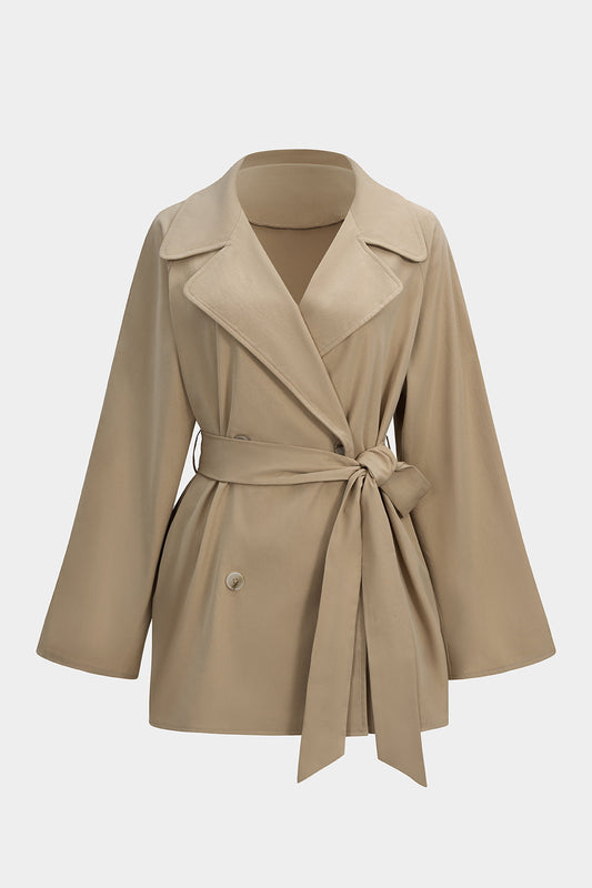 Tie-Up WNotched Lapel Belted Jacket