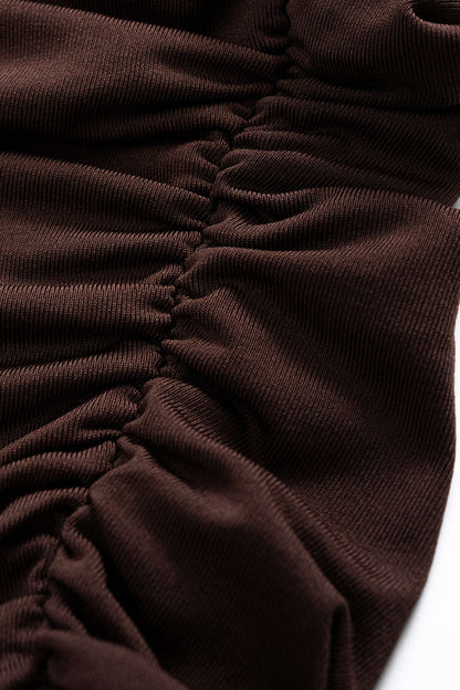 Asymmetrical One Shoulder Ruched Long-Sleeve Top