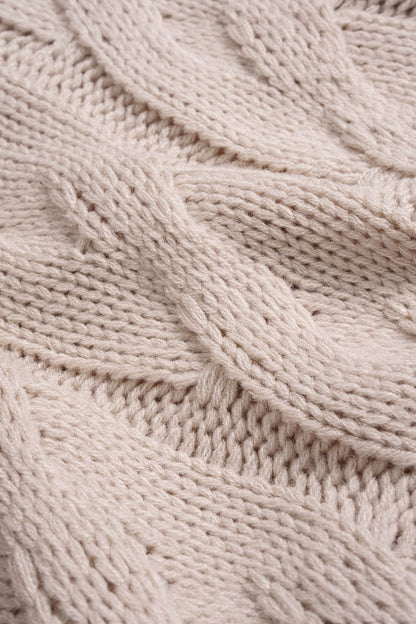 Cable Knit Round Neck Long-Sleeve Top