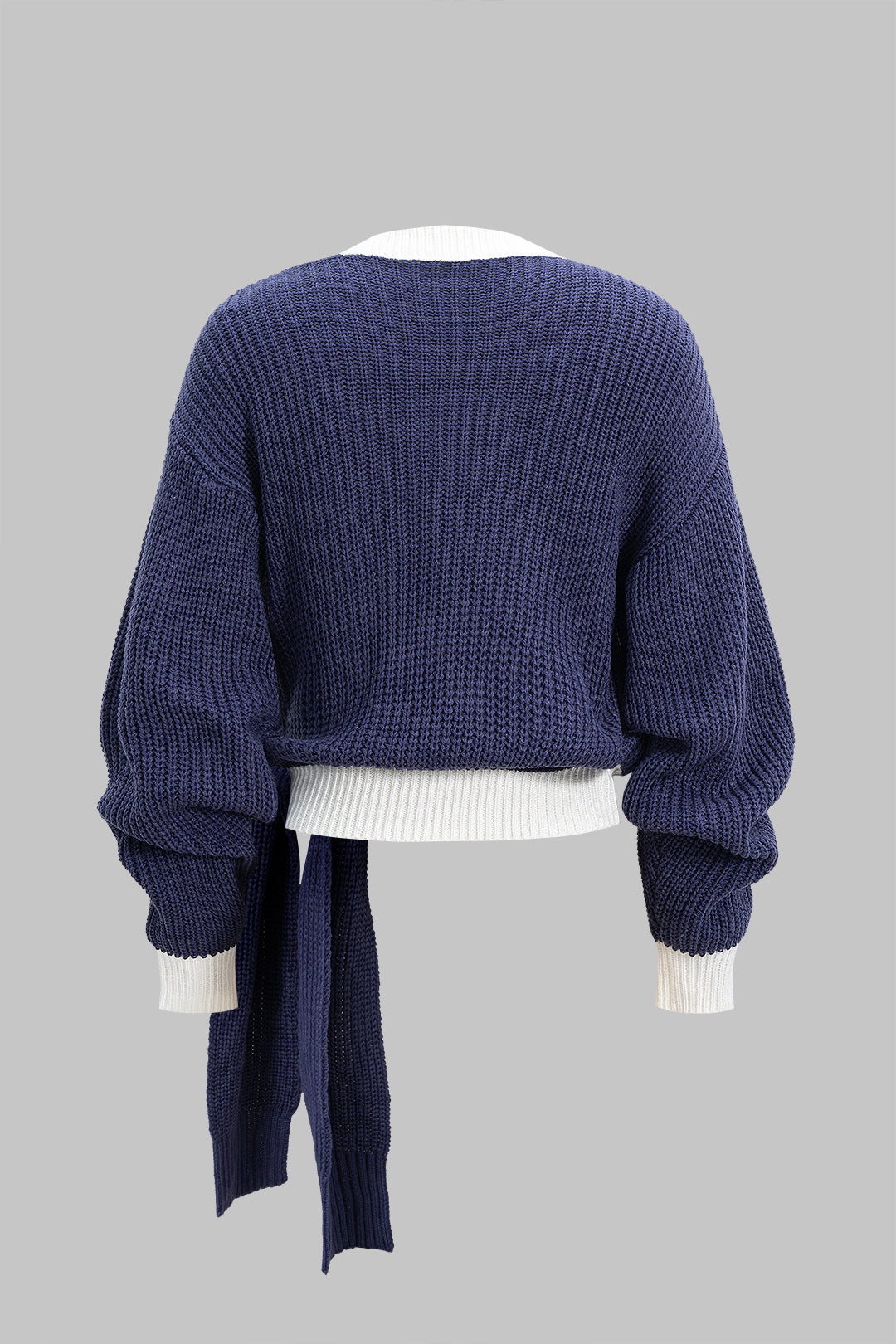 Knit Tie Front Asymmetrical Long-Sleeve Top
