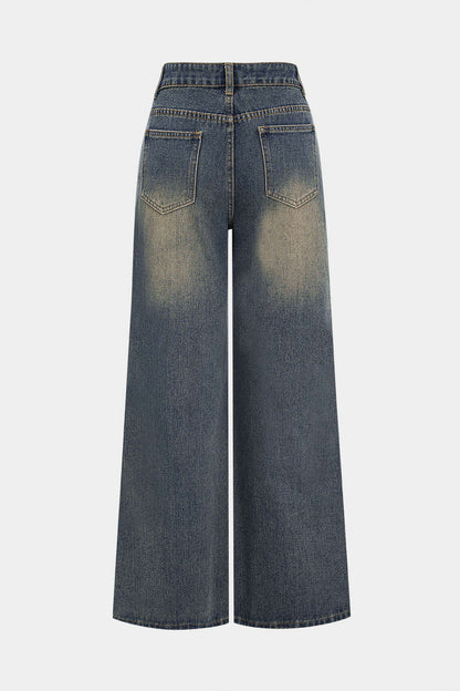 Denim Pleated Jeans