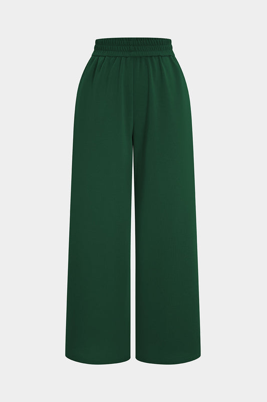 Shirred Waistband Wide Leg Trousers