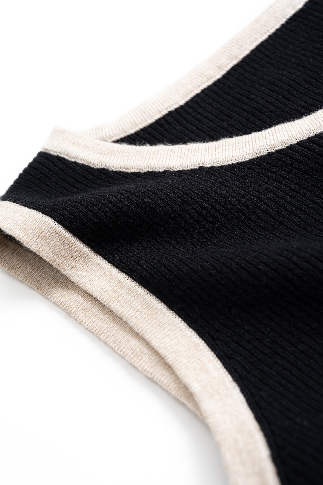 Knit Metallic Button Contrast Binding Tank Top