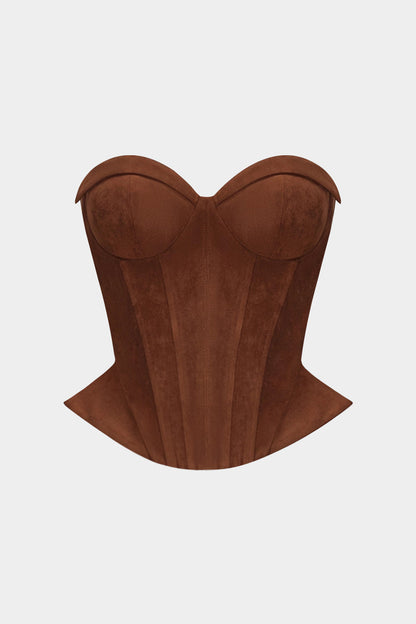 Suede Corset Tube Top