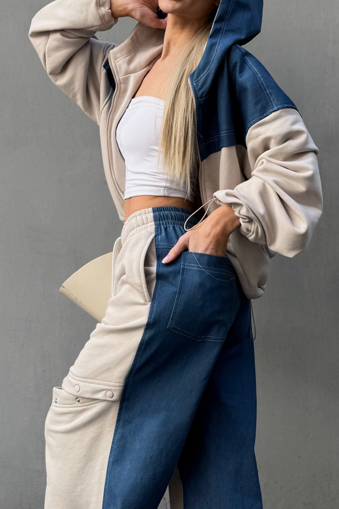 Denim Button Patchwork Stitching Jeans