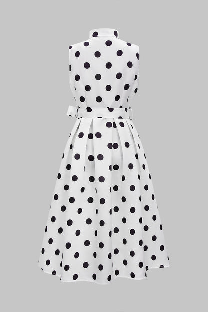 Polka Dots Print Tie-Up Sleeveless Maxi Dress