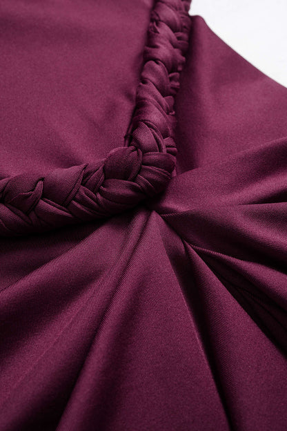 Plus Size Braided Ruched Sleeveless Midi Dress