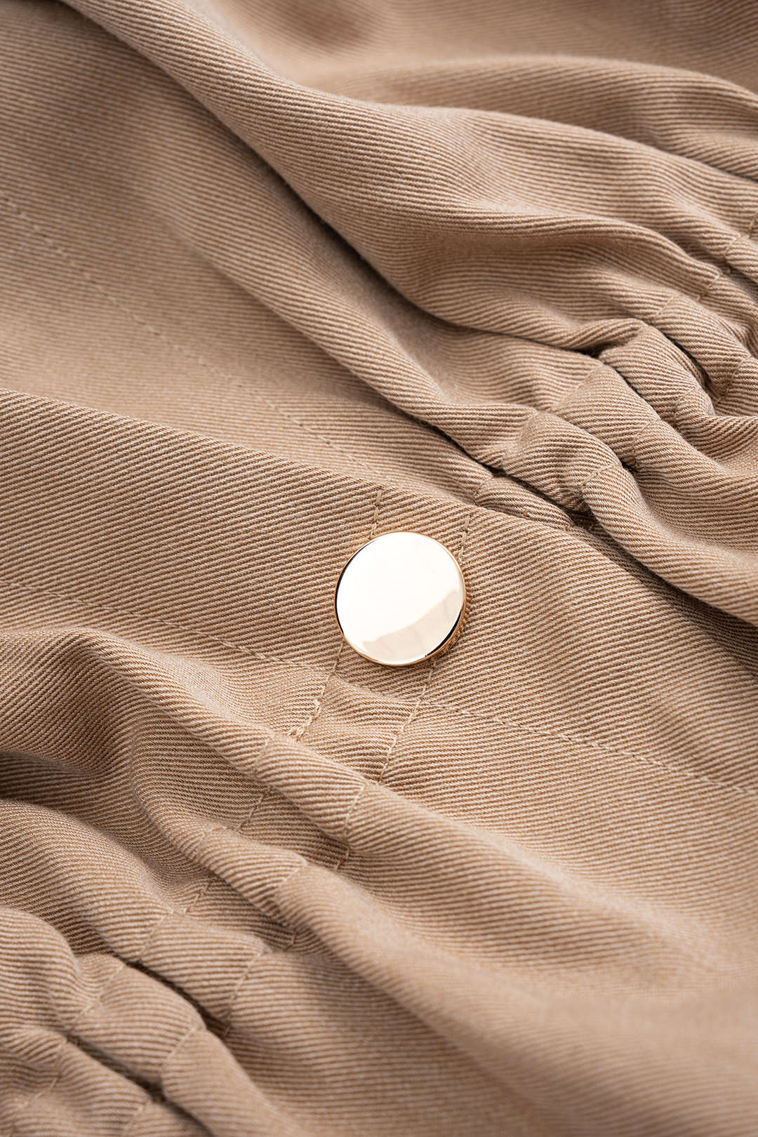 Button Ruched Short-Sleeve Shirt