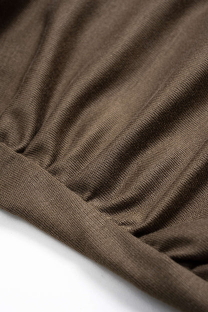 Metallic Twist Knot Ruched Long-Sleeve Top